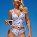 ZAFUL Two piece Tankini y2k Cheeky Tummy Control Swimsuit V-Neck Spaghetti Strap Slimming Bathing Suit 2026 (S)