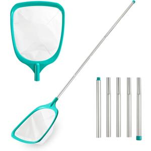 Pool Skimmer - Pool Skimmer Net with 5 Aluminum Pole Sections 67'', Skimmer Net with Fine Mesh Net for Cleaning Leaf of Swimming Pools, Spas, Hot Tubs and Fountains