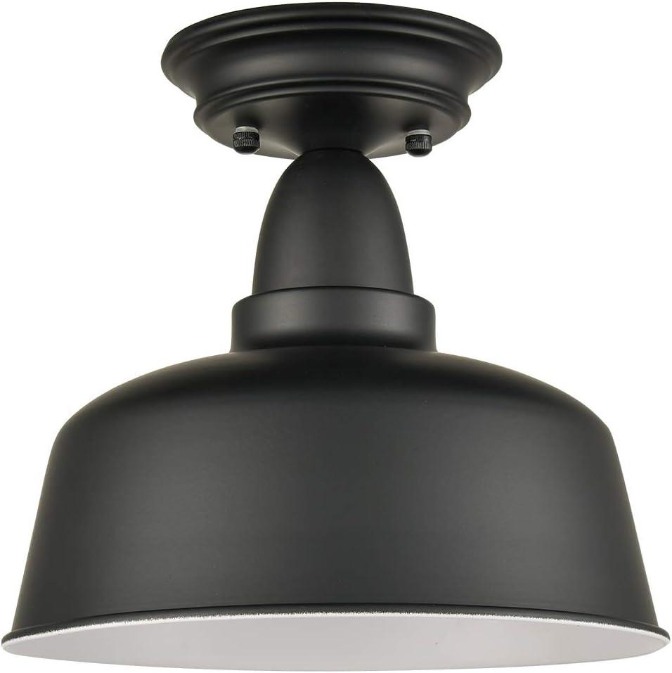 Farmhouse Matte Black Ceiling Light Fixture Rustic Barn Intusrial Semi Flush Mount Ceiling Lights for Kitchen Dining Room Hallway Porch Foyer Entryway Laundry Corridor