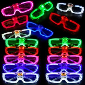 20 LED Glasses for Kids Adults Glow in The Dark Party Favor Supplies Light up Glasses Toys for Halloween Concert Glow Bulk fit Neon Glow Party Favors,Wedding,Disco Concert,Raves &Birthday Xmas