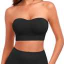 SIMIYA Wireless Strapless Bras for Women Push Up Bandeau Bra Non Slip Seamless Padded Bralette Clear Straps Tube Top Bra, L
