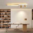 47.2inch Modern LED Ceiling Light 60w Gold Linear Ceiling Lights | With 2 Spotlights With Remote Control Adjustable Light 3000K/4500k/6000K for Living room Kitchens Bedroom Dining rooms Office