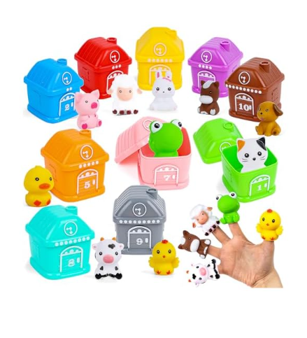 LOVESTOWN juguetes de animales number barns with animals barnhouses sensory toy 10 Pcs