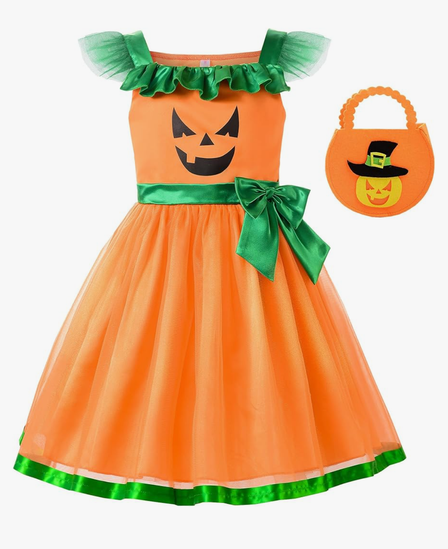 ReliBeauty Girl Halloween Pumpkin Dress Size 120
