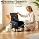 Extra Large Stainless Steel Cat Litter Box with 120° Lid for Multiple Cats, Enclosed Top Entry Litter Box High-Sided Anti-Leak, Dog Proof Litter Boxes with Litter Step & Scoop