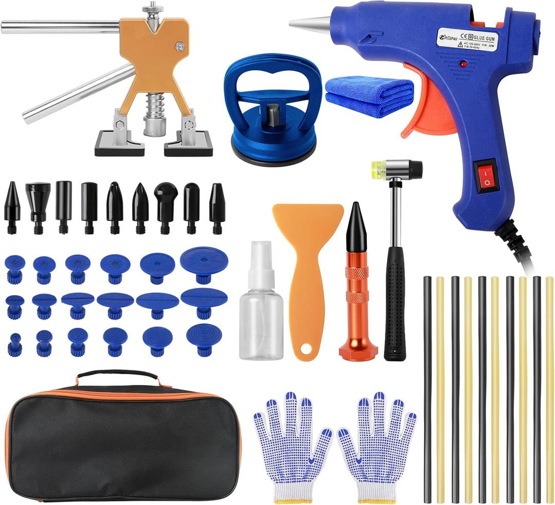 Larlarsa Car Dent Puller, Dent Puller Kit for Dent Repair, Dent Remover Tool for car with Slide Hammer TBar, Golden Lifter, Dent Puller for Car, Motorcycle, Refrigerator, Door Ding