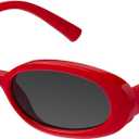 mosanana Retro Tiny Oval Sunglasses for Women with Small Face Narrow Style MS52360 (C5 Red)
