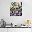 Colorful Potted Plants Digital Painting Paint by Numbers Kit for Adults Acrylic Oil Painting Set Painting for Beginners Tropical Green Leafy Plants Drawing Wall Decor Gift 12x16 in (Frameless)