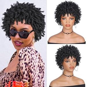 Lady Miranda Short Afro Dreadlock Wig Afro Curly Wig Short Twist Wigs for Black Women and Men Short Curly Braided Twist Dreadlock Wigs (1B/27) (1B/27)