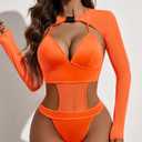 Avidlove Rave Outfits for Women Festival Sexy Lingerie Bodysuit Buckle Shrug Crop Top Set Orange
