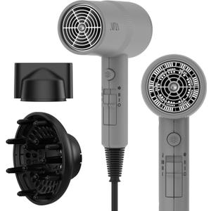 AINA Hair Dryer with Diffuser, Blow Dryer for Women | Advanced Ionic Technology, Ceramic Coating | Cold Shot Features Turbo Heat for Fast Drying and Shine 110V/ALCI (Ash Grey)