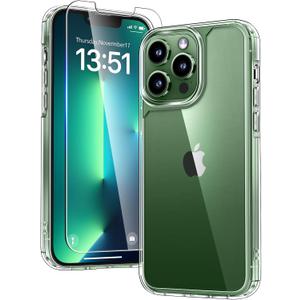 TAURI for iPhone 13 Pro Max Case Clear, with 1X Screen Protector, [Not Yellowing][Military-Grade Drop Protection] Slim Shockproof Phone Case for iPhone 13 Pro Max 6.7 inch