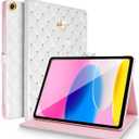 Changjia for iPad 9.7 Inch 6th/5th Generation 2018/2017 Case,iPad air 2/iPad Air,Crown Bling Diamond Cute PU Leather Smart Auto Sleep/Wake Folio Stand Shockproof Cover for Apple iPad 9.7 Inch (White)