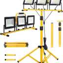 21000 lumens LED Work Light, IP66 Waterproof Portable Work Light, with Tripod, 16.4-Foot (About 5 Meters) Wire; Suitable for Outdoor and Indoor Workshop, Garage, and Construction site Lighting