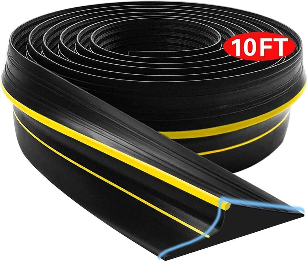 Jin&Bao Universal Garage Door Bottom Seal Strip,Weatherproof Rubber DIY Weather Stripping Replacement, 10FT Length, Black (Yellow)