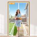 Yotache Magnetic Screen Door for 32x80 Doors, Screen Size 34"x81", High Density Screen Mesh with Windproof Hasp Design for Front/Back Walk Through Door, White