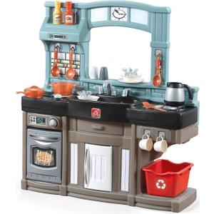 Step2 Best Chefs Kids Kitchen Playset, Indoor/Outdoor Kitchenette, Interactive Play with Lights and Sounds, Made of Durable Plastic, Includes 25 Piece Toy Accessories, For Toddlers 2+ Years Old
