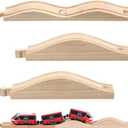 Liliful 2 Pcs Wooden Train Track Accessories Expansion Wood Train Track Pieces Compatible with Most Toy Railroads for Kids Boys Girls Toys