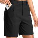 SANTINY Women's 5"/7" Hiking Golf Shorts Quick Dry Stretch Casual Work Shorts with Pockets for Women Walking Travel Summer (Black, M)