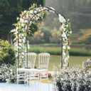 Garden Arch Trellis for Climbing Plants Outdoor - Height: 94.5", Length: 55", Sturdy Metal Garden Arbor with Rust-Proof Coating, Garden Arch for Wedding Decorations and Balloon Arch Stand