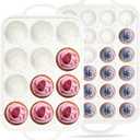 Regular 12 Cup and Mini 24 Cup Nonstick Cupcake Pan Set Silicone Muffin Pan for Baking Silicone Cupcake Mold with Metal Reinforced Frame BPA Free (2 Pcs, Cream)