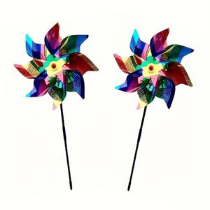 Hercaise 2 Pack Bird Deterrent Pinwheels, Reflective Pinwheels with Stakes from Yard, Garden, Patio - Bird Repellent with Easy Assembly - Silver Dot