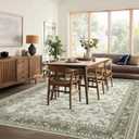 Beige and Taupe Farmhouse Washable 9x12 Area Rugs for Living Dining Room Bedroom Office Kitchen Table Large Rug for Under Table, Light Tan Cream Khaki Sketch Pattern Floral Vintage Boho Home Decor
