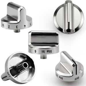 Funmit 5304502763 Range Control Knob Replacement for Frigidaire Stove Replaces PS11724147 AP5984069 EAP11724147 4279473, D Shaped Shaft with Metal Insert, Silver Plastic, 5 Pack