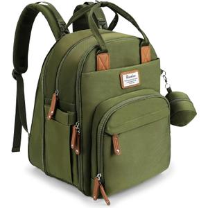 RUVALINO Diaper Bag Backpack-Expandable Baby Bag with up to 50% Capacity -Baby Essentials Bag with Changing Pad Insulated Bottle Holders & Pacifier Case, Waterproof, Army Green XL