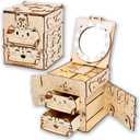 3D Wooden Puzzle Cat Treasure Box, Wood Creative Assembly Model Building Kits to Build for Adults and Teens, DIY Cat Jewelry Box with Mirror Hobbies Projects Gift for Women