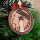 Hairdresser Beauty Ornament  Wooden Salon Scissors & Comb Christmas Decoration, Hairstylist Gift for Tree, Barber & Cosmetology Holiday Ornament O143