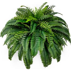 Single Silky Artificial Boston Fern Bush, 48Inch Artificial Plants, Suitable for Decorating Office, Patio, Living Room Faux Greenery, 88Branches (88 Dark Green Leaves)