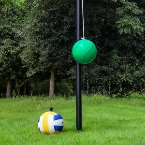 Tetherball Set, Tetherball Ball and Rope, 12 FT Adjustable Tetherball Pole with 2 Rubber Tetherball Balls, Heavy Duty Tetherball and Rope Set with Poles for Outdoor Backyard Lawn