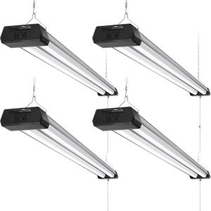 Barrina BS42a LED Shop Lights 4FT for Workshop, 42W 4800LM 5000K, 4 Packs | 4FT for Garage Warehouse, Hanging or Flush Mount, Linkable to 10, Hidden Wiring, with Pull Chain Switch, Frosted Cover