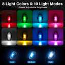 Wireless LED Lights for Car 4PCS with Remote Control, Wireless LED Strobe Lights 8 Colors USB Charge IP65 Waterproof Anti-Collision for Car Motorcycle Drone RC Aircraft Bike, Black