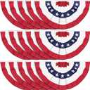 Tegeme 250th Anniversary Pleated Fan Flag Patriotic Bunting Outdoor American 4th of July Decoration Flags Half Fan Bunting Flag with Canvas Header Metal Grommets for Yard Decor(15 Pcs,3 x 6 ft)