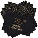 Gatherfun 70th Birthday Napkin Disposable Paper Napkins Black and Gold Party Decorations Tableware for Men Woman 70 Birthday Party6.5X6.5in, 3-Ply, 50-Pack)