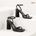IDIFU IN3 Chunky Strappy Heels for Women High Block Open Square Toe Heel Dressy Ankle Strap Heeled Sandals Dress Shoes for Women Wedding Bridal Office Prom Shoe Thick Heels, 5
