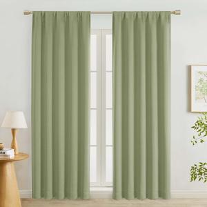 Lecloud Sage Green Room Darkening Curtains 84 Inches Long 2 Panels Set, Solid Thermal Insulated Rod Pocket Window Treatments, Solid Curtain Drapes for Bedroom Living Room, 50" W x 84" L
