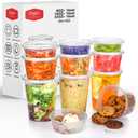 [48 Sets 32oz, 16 oz, 80z (16 each) Plastic Deli Containers with Lids,Disposable Quart Containers with Lids,Freezer Storage Containers for Food Soup Yogurt Ice Cream Juice,BPA Free Airtight Clear Takeout Boxes