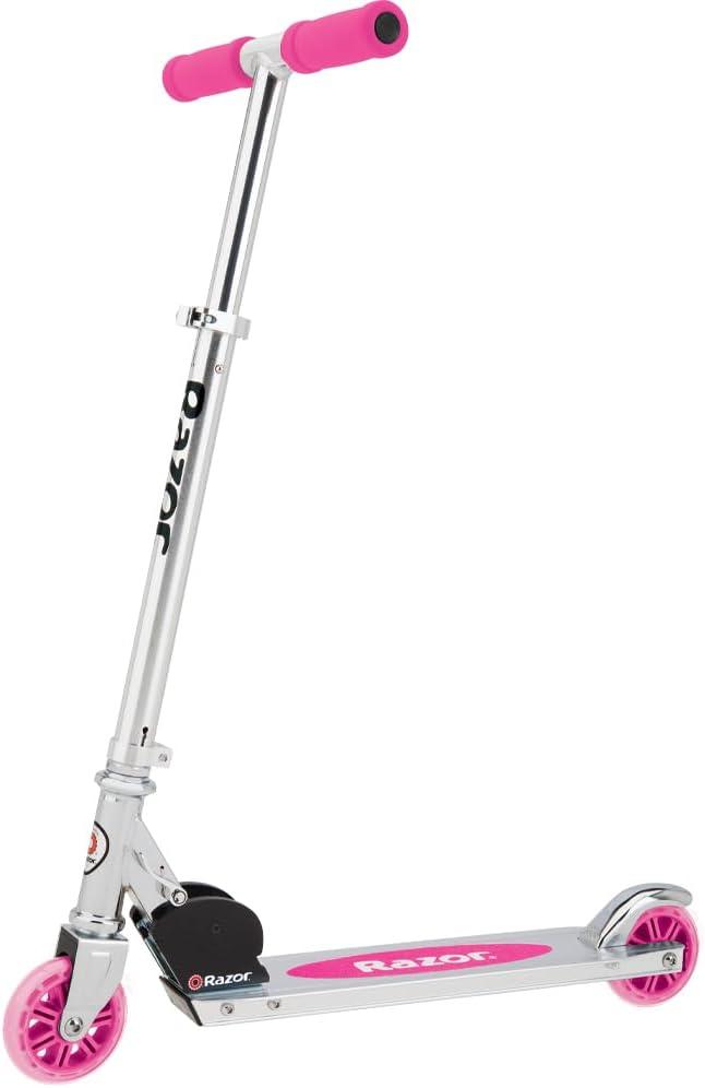 Razor A Kick Scooter for Kids - Lightweight, Foldable, Aluminum Frame, and Adjustable Handlebars (Pink)