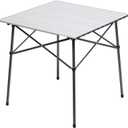 Portal Lightweight Aluminum Folding Square Table Roll Up Top 4 People Compact Table with Carry Bag for Camping, Picnic, Backyards, BBQ, Silver