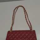 Quilted Crossbody Purse for Women Trendy Ladies Shoulder Bag with Chain Strap PU Leather Cross Body Bags Satchel HandBag (Wine Red)