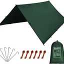KALINCO Waterproof Camping Tarp Tent Hammock Rain Fly, 10X10FT/10X15FT, Multifunctional Tent Footprint Lightweight Tarp for Camping, Hiking and Survival Shelter (Green-3x3m)