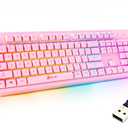 KLIM Chroma Pink Wireless Keyboard – RGB Backlit, Rechargeable Battery, Wireless Keyboard with Water-Resistant Durable Design, Compatible with PC, Mac, PS4, PS5
