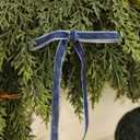 6Pcs Large Velvet Christmas Ball Ornaments 4" Dusty Blue Flocked Ornaments Set for Christmas Tree with 10Pcs Velvet Bows Shatterproof Xmas Hanging Decorations for Home Office Holiday Dcor