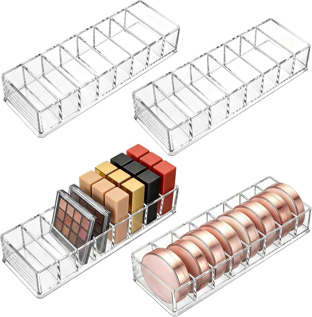 Foraineam 4 Pack Acrylic Compact Organizer Cosmetics Beauty Care Powder Holder Blushes Highlighters Eyeshadow Makeup Organizer