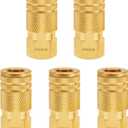 SUNGATOR 1/4'' Air Hose Fittings, 5-Pack Brass 1/4 Inch NTP Female Industrial Couplers, 1/4'' Air Line Quick Connect Fittings, Compressor Hose Repair Accessories Kit, 1/4 Inch NTP Couplers
