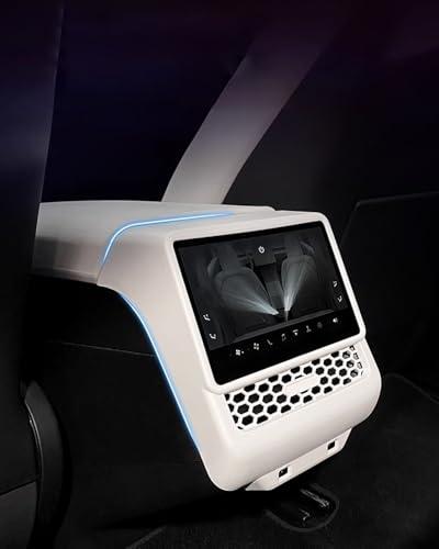 YOKOOHITECH Carbon Fiber Pattern AC Vents Cover, Highland Model y Rear Center Console Air Vent Cover Compatible with Tesla Model Y Juniper and Model 3 Highland (Matte White)