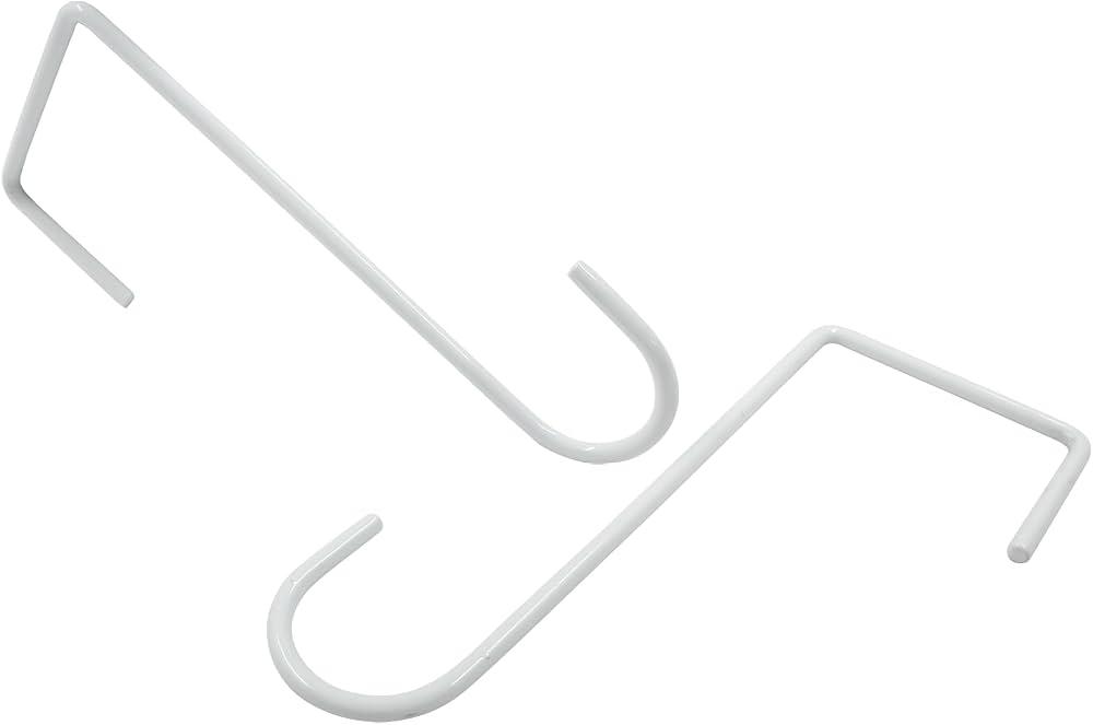 4 Pack Vinyl Fence Hooks 2" x 6", White Powder Coated Steel Patio Fence Hooks for Hanging Plants Planters Feeders